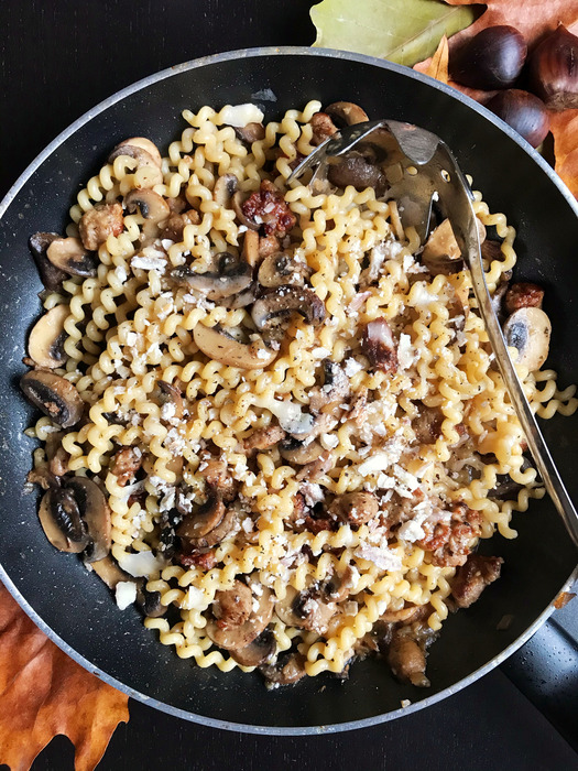 Mushroom, Sausage and Chestnut Pasta Voom7